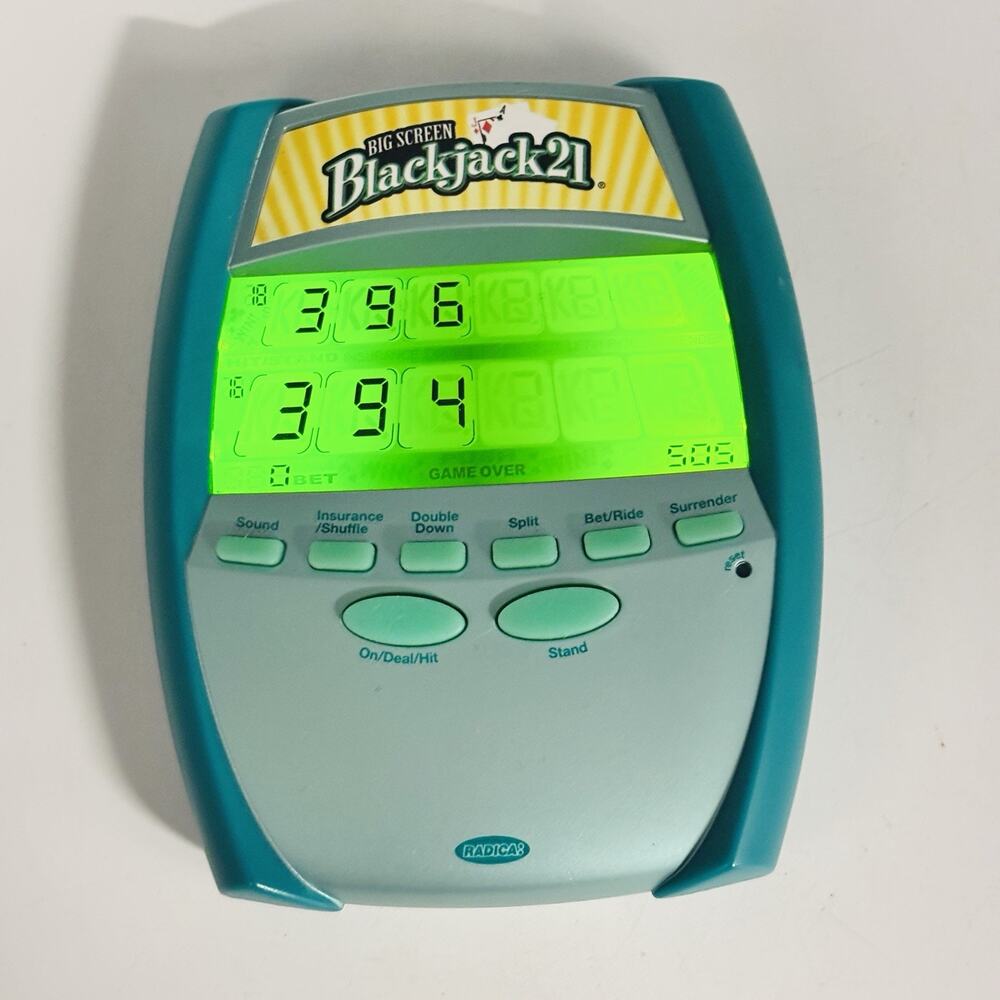 Radica Blackjack 21 Big Screen Electronic Handheld Video Game 2005 Tested (VG)